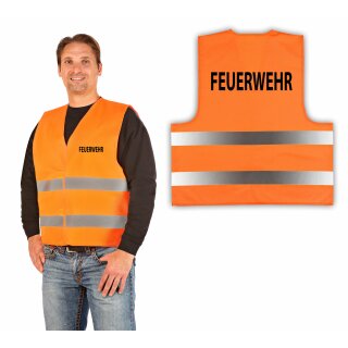 Warnweste mit Aufdruck FEUERWEHR - gelb/orange - mit Reißverschluss und  Taschen 5XL-120200-9