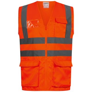 Baumwoll Textil-Warnweste mit Taschen + Reißverschluss orange *ANSGAR
