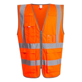 Pro Hi-Vis Executive Vest Warnweste mit Taschen und Reißverschluss orange