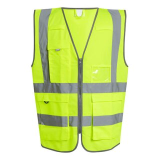 Pro Hi-Vis Executive Vest Warnweste mit Taschen und Reißverschluss gelb