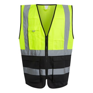 Pro Hi-Vis Executive Vest Warnweste mit Taschen und Reißverschluss gelb/schwarz