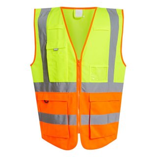 Pro Hi-Vis Executive Vest Warnweste mit Taschen und Reißverschluss gelb/orange