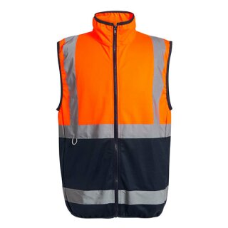 Pro Hi-Vis Full Zip Gilet  Vest - moderne Warnweste mit Reißverschluss - orange/navy