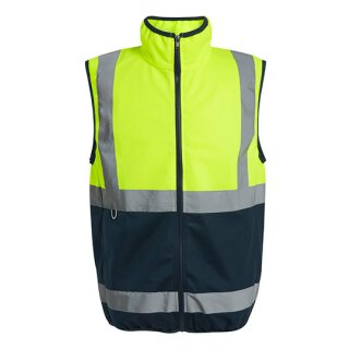 Pro Hi-Vis Full Zip Gilet  Vest - moderne Warnweste mit Reißverschluss - gelb/navy