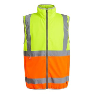 Pro Hi-Vis Full Zip Gilet  Vest - moderne Warnweste mit Reißverschluss - gelb/orange