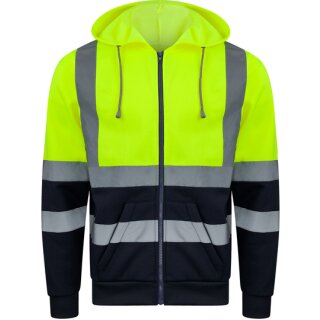 Hi-Vis Workwear Hooded Sweat- Jacket Galway - Warnschutz Sweatjacke - gelb/navy