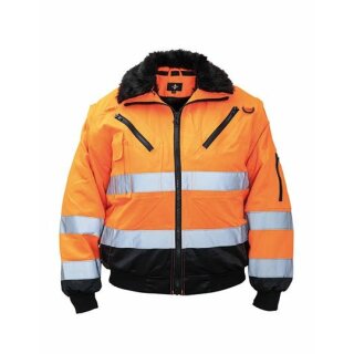 Robust 4-in-1 Hi-Vis Pilot Jacket Oslo - Warnschutz Pilotjacke - orange/schwarz